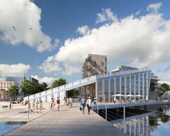 Kajbyggnaden i Inre hamnen. Illustration: Nyréns Arkitektkontor