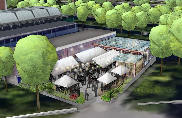 Illustration som visar ett exempel på hur planområdet skulle kunna bebyggas och gestaltas utifrån maximal exploatering. Illustration: Norrköpings kommun