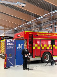 Ulf Lago, förbundsdirektör Räddningstjänsten Östra Götaland, invigningstalar.