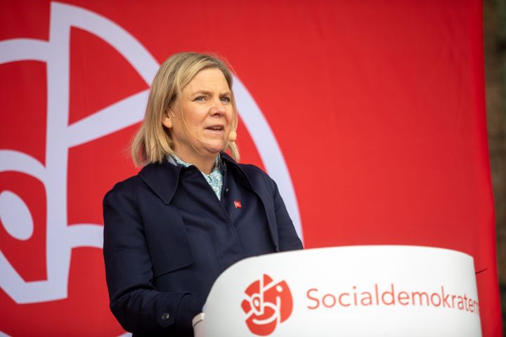 Socialdemokraternas partiordförande Magdalena Andersson talar i Göteborg på första maj