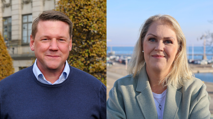 Tobias Baudin, partisekreterare, och Lena Hallengren, gruppledare i riksdagen
