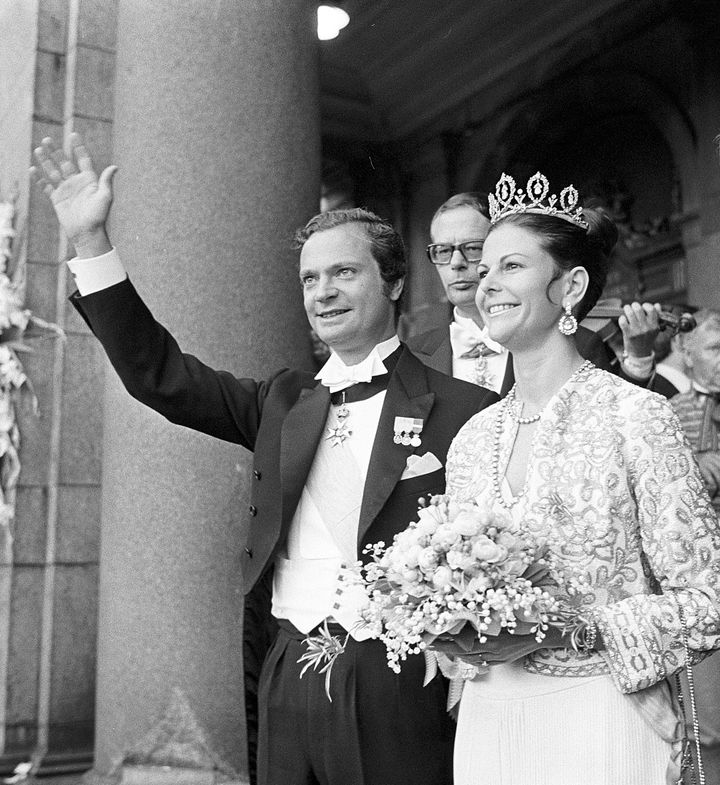 Kungaparet, bröllopsdagen 1976. Foto: Sjöberg Bildbyrå/TT Nyhetsbyrån