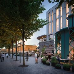 Visualisering av uteservering - Ahrbom & Partner och Lundgaard & Tranberg Arkitekter