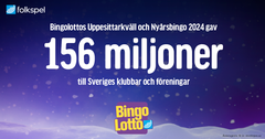 Överskottet från BingoLottos Uppesittarkväll och Nyårsbingo