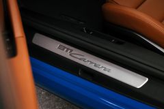 Instegslist i borstad aluminium med modellogotyp i nya 911 Carrera.
