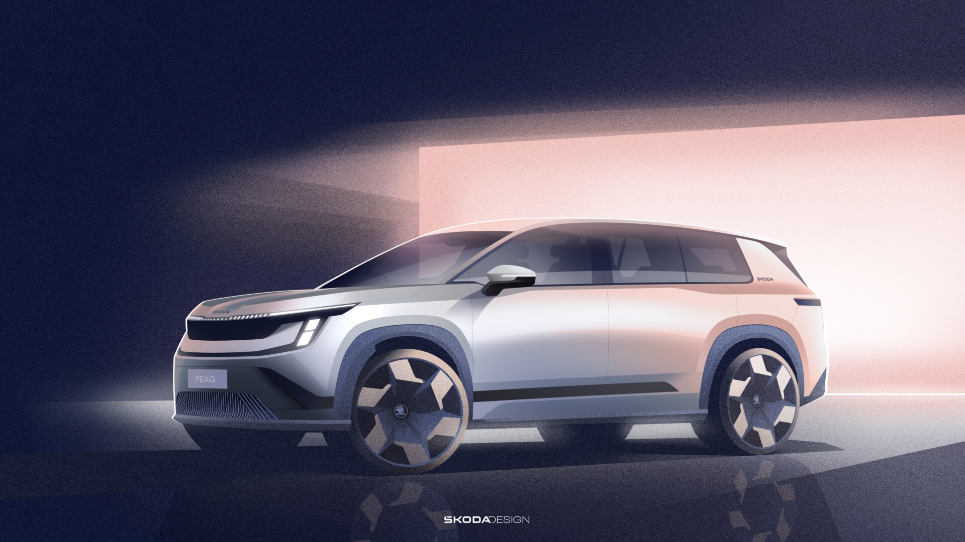 Škoda visar exteriörskisser av helt nya elektriska Peaq