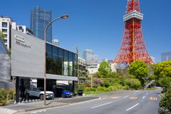 Audi charging hub i Shibakōen – en av två i Tokyo
