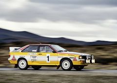 Audi quattro A2, Group B, modelår 1983. 1984 tog Stig Blomqvist tog hem världsmästartiteln och Audi märkesmästerskapet
