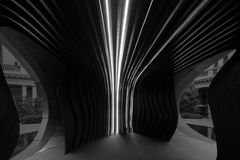 Installationen "Origin" skapad av Zaha Hadid Architects visas upp under Milano Design Week den 20-26 april