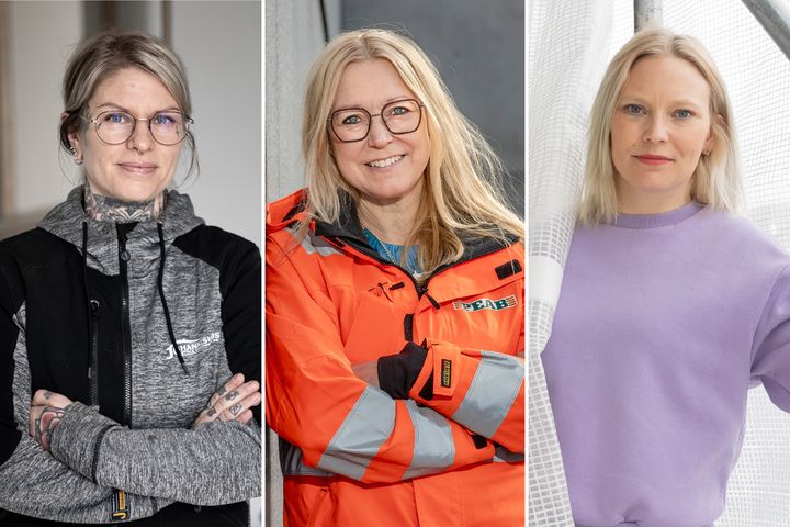 Finalisterna i Årets byggkvinna 2024: Från v. Therese Lindström, Susanne Hallberg och Alice Olsson.