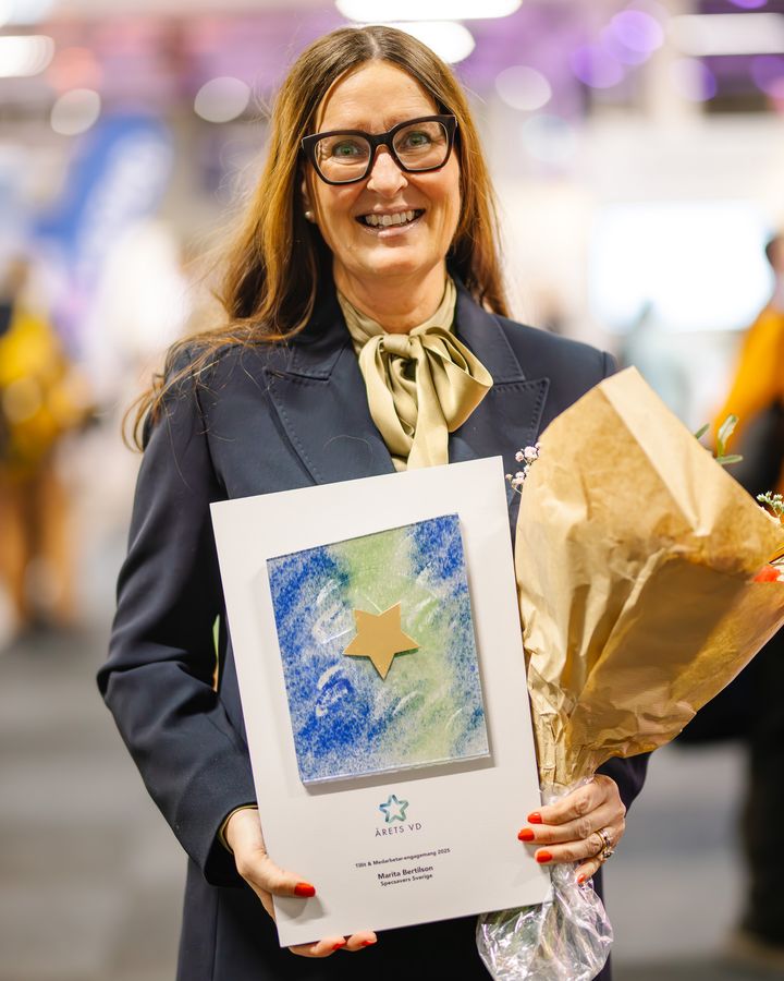 Marita Bertilson, vd för Specsavers Sverige utsågs till vinnare i kategorin ”Årets VD – Tillit & Medarbetarengagemang”.