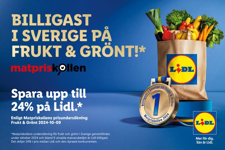 Lidls frukt- och gröntkasse är billigast i Sverige.