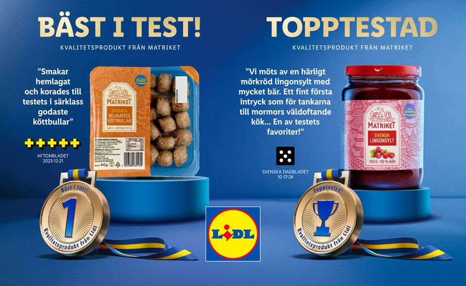 Delikatessköttbullar och lingonsylt från Matriket åter i topp | Lidl ...