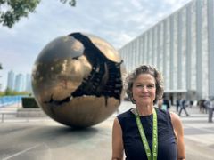 Katarina Thorstensson från Göteborg & Co på plats i FN:s högkvarter i New Yrok.