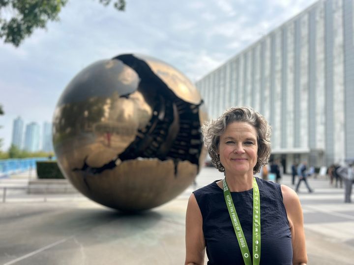 Katarina Thorstensson från Göteborg & Co på plats i FN:s högkvarter i New Yrok.