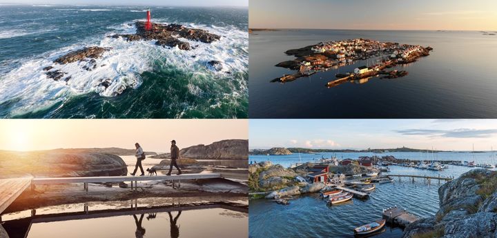 Collage of islands in the Gothenburg Archipelago. From the top left and down to the right we have Hamneskär/Pater Noster, Åstol, Fotö and Brännö. See each press photo for details regarding copyright.