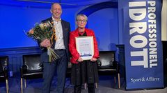 Johan Sävhage och Bettan Andersson vid prisutdelning