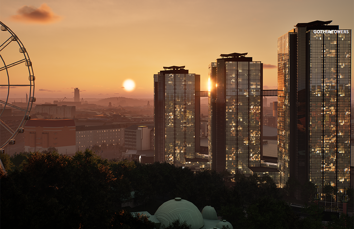 Screenshot from a digital site visit in Gothenburg, who shows a sunset in Gothenburg.