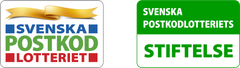 Logotyp för Svenska Postkodlotteriet och Svenska Postkodlotteriets Stiftelse.