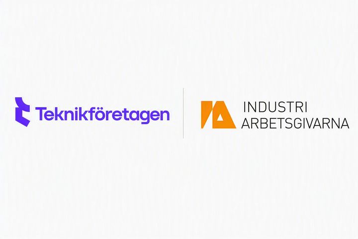 Loggorna för Teknikföretagen och Industriarbetsgivarna sida vid sida, åtskilda av ett lodrätt streck.