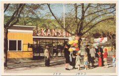 Vykort Huvudentrén till Skansen, 1940-tal.
