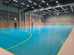 Virahallen är särskilt anpassad för badmintonspel och ger plats åt många andra idrotter också.