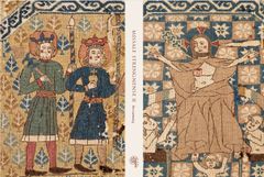 Kristna vävnader som framsida och baksida på en bok.