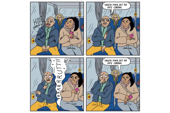Fem serietecknare från Västra Götaland har fritt tolkat några av de beteenden som vi uppskattar minst när vi reser kollektivt. En av serietecknarna är Johanna Larsson Pinedo.