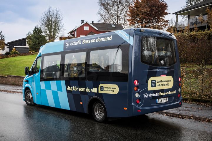 Västtrafik utökar testet med Buss on demand i Marks kommun. Fotograf: Eddie Löthman.