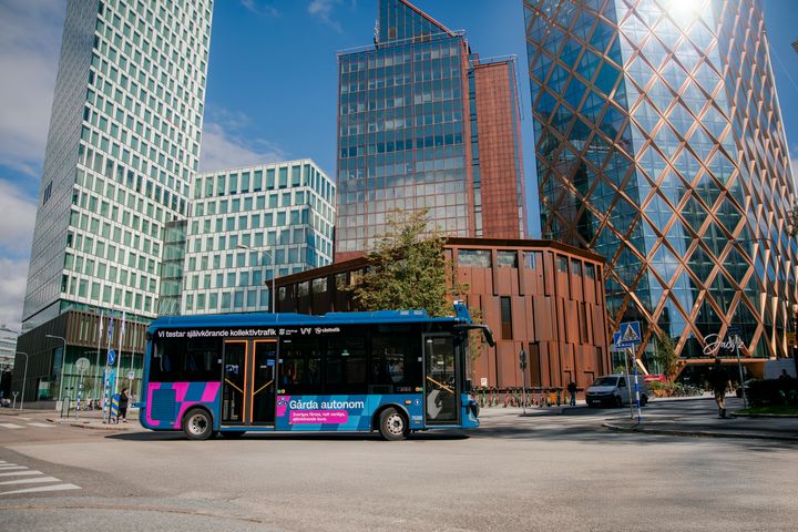 Självkörande buss i Göteborg.