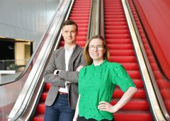 Joel Viegård och Rebecca Måwe, båda med lång erfarenhet från Uppsalas körliv, är projektledare för Uppsala körfest. Foto: Magnus Hörberg