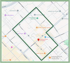 Området kallat Östra City avgränsas i väster av järnvägen, i norr av St Olofsgatan, i öster av Botvidsgatan och i söder av Vaksala torg, inklusive verksamheterna vid stationens godsmagasin.