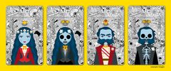 The four Crypto stamp art designs: Empress Elisabeth of Austria, Sisi Skull, Emperor Franz Joseph I of Austria, Franz Skull