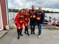 Victoria Callenmark kommundirektör, Jenny Johansson sjöräddare Sjöräddningssällskapet, Kalle Ljung befäl Sjöräddningssällskapet och Carl Kangas (S) kommunstyrelsens ordförande