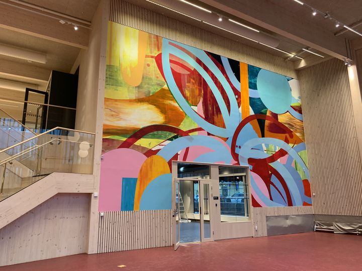 Konstverket "Solens blå" i kulturhuset Mimer