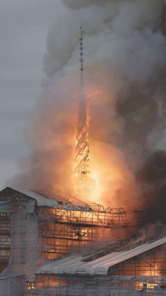 Den 16 april 2024 förstördes Børsen i Köpenhamn. Foto: Dansk Erhverv