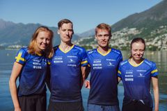 Sveriges förstalag bestående av Hanna Lundberg, Emil Svensk, Isac von Krusenstierna och Sanna Fasth