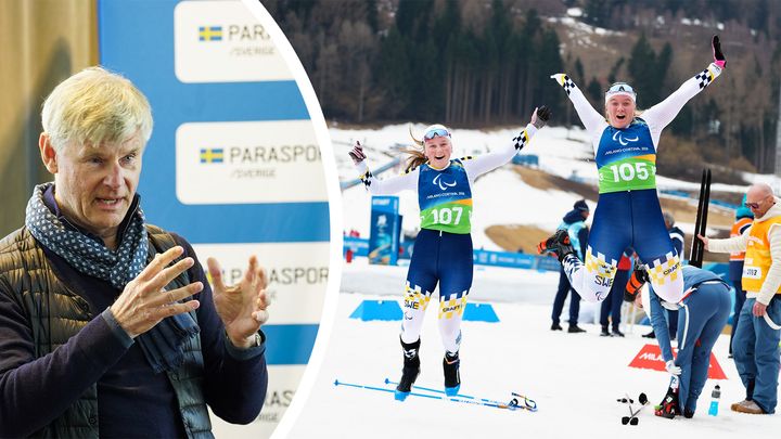 Claes Ekström till vänster och till höger Ellen Westerlund och Alice Morelius från Paralympics i Italien.