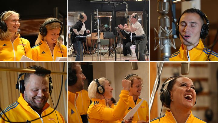 Kollage från inspelningen av Ni har oss i ryggen