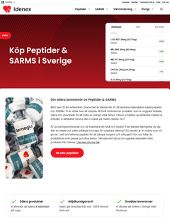 Alt text: Skärmbild av Idenex webbsida som marknadsför förfalskade läkemedel.