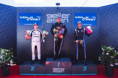 Prispall Pro Am race 1. Fr.v: Albin Wärnelöv, Kjelle Lejonkrans, prins Carl Philip