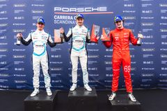 Prispallen race 1. Fr.v: William Siverholm, Daniel Ros, Gustav Krogh.