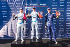 Prispallen race 2. Fr.v: Daniel Ros, William Siverholm, Gustabv Bergström.