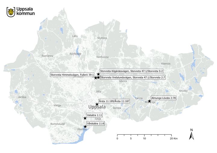 Årsta, Valsätra, Vårdsätra, Almunge, Fullerö samt Storvreta är de platser som kommunen bedömt lämpliga för nya LSS-bostäder.
