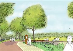 Centrala parken, parkentré syd/väst. Illustration: White.