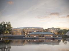 Skarholmen från vattnet, morgon. Ilustration: Krook & Tjäder.