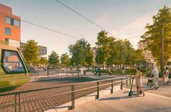 Gottsunda Centrum, en av de platser där Uppsala spårväg kommer att stanna. Illustration: Uppsala spårväg.