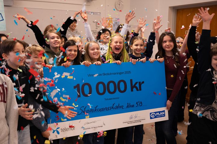 Skanskvarnsskolan 5B i Årsta, en av vinnarna i Skolutmaningen 2025