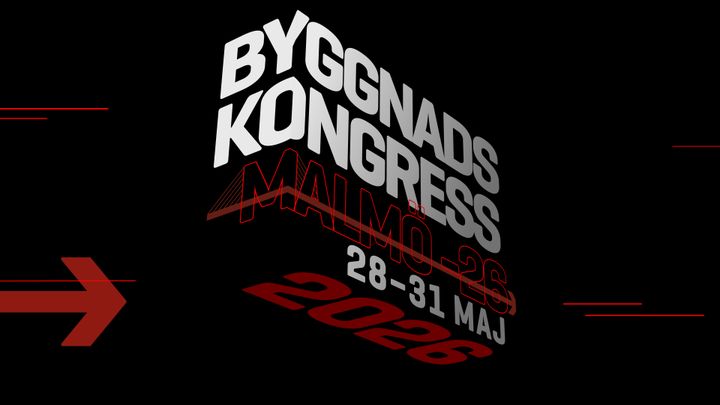 Text på bilden: "Byggnads kongress, Malmö, 28-31 maj 2026."