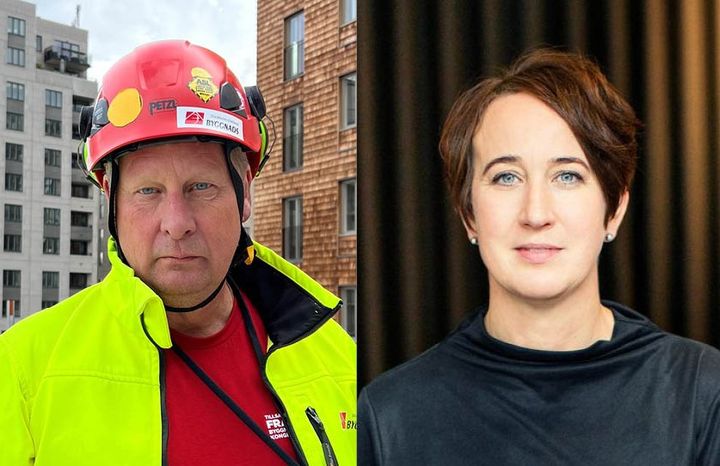 Tomas Kullberg, f.d. ordförande Byggnads Stockholm-Gotland och Kristin Andersson, Vd Stockholms Byggmästareförening